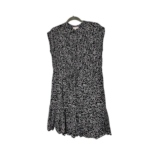 Rebecca Taylor Black Floral Print Sleeveless Mini Dress Size 4 - Picture 1 of 10